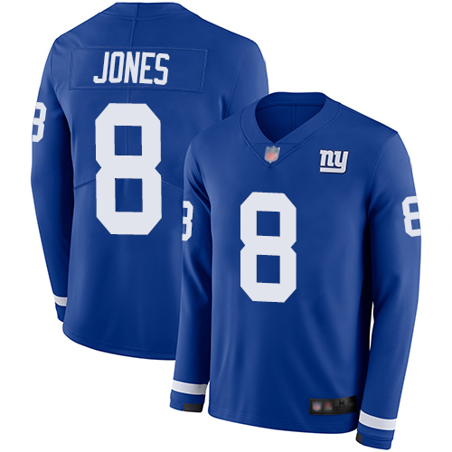 Nike Giants #8 Daniel Jones Royal Blue Team Color Men's Stitched NFL Limited Therma Long Sleeve Jersey Nike Giants #8 Daniel Jones Royal Blue Team Color Men's Stitched NFL Limited Therma Long Sleeve Jersey