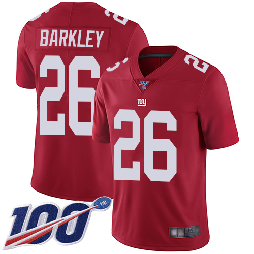 Nike Giants #26 Saquon Barkley Red Alternate Men's Stitched NFL 100th Season Vapor Limited Jersey
