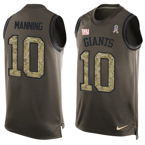 Nike Giants #10 Eli Manning Green Men's Stitched NFL Limited Salute To Service Tank Top Jersey Nike Giants #10 Eli Manning Green Men's Stitched NFL Limited Salute To Service Tank Top Jersey