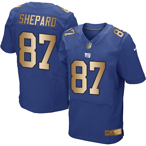 Nike Giants #87 Sterling Shepard Royal Blue Team Color Men's Stitched NFL Elite Gold Jersey Nike Giants #87 Sterling Shepard Royal Blue Team Color Men's Stitched NFL Elite Gold Jersey
