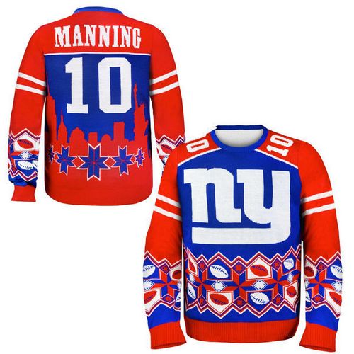 Nike Giants #10 Eli Manning Royal Blue/Red Men's Ugly Sweater Nike Giants #10 Eli Manning Royal Blue/Red Men's Ugly Sweater