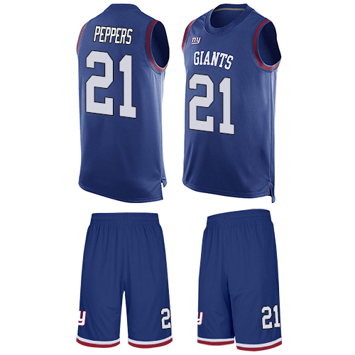 Nike Giants #21 Jabrill Peppers Royal Blue Team Color Men's Stitched NFL Limited Tank Top Suit Jersey Nike Giants #21 Jabrill Peppers Royal Blue Team Color Men's Stitched NFL Limited Tank Top Suit Jersey