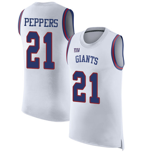Nike Giants #21 Jabrill Peppers White Men's Stitched NFL Limited Rush Tank Top Jersey Nike Giants #21 Jabrill Peppers White Men's Stitched NFL Limited Rush Tank Top Jersey