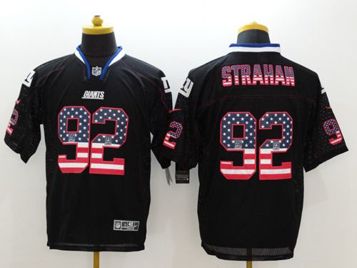 Nike Giants #92 Michael Strahan Black Men's Stitched NFL Elite USA Flag Fashion Jersey Nike Giants #92 Michael Strahan Black Men's Stitched NFL Elite USA Flag Fashion Jersey