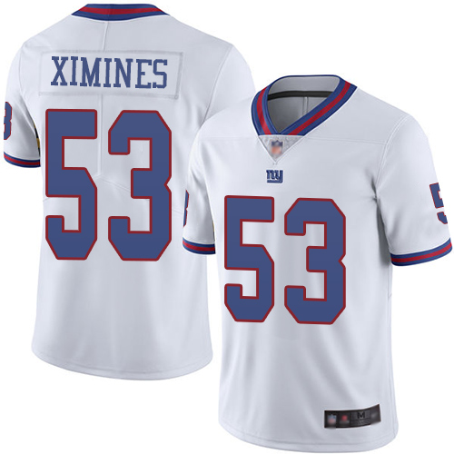 Nike Giants #53 Oshane Ximines White Men's Stitched NFL Limited Rush Jersey Nike Giants #53 Oshane Ximines White Men's Stitched NFL Limited Rush Jersey