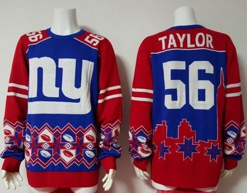 Nike Giants #56 Lawrence Taylor Royal Blue/Red Men's Ugly Sweater Nike Giants #56 Lawrence Taylor Royal Blue/Red Men's Ugly Sweater