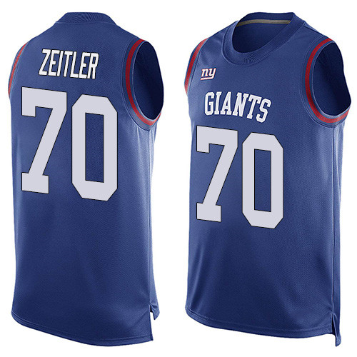 Nike Giants #70 Kevin Zeitler Royal Blue Team Color Men's Stitched NFL Limited Tank Top Jersey Nike Giants #70 Kevin Zeitler Royal Blue Team Color Men's Stitched NFL Limited Tank Top Jersey