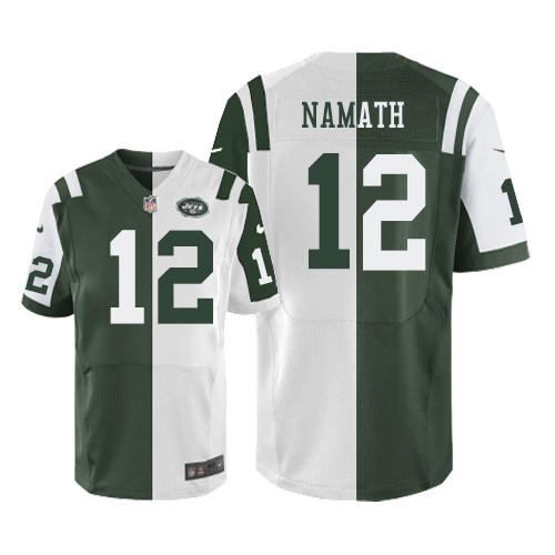Nike Jets #12 Joe Namath Green/White Men's Stitched NFL Elite Split Jersey Nike Jets #12 Joe Namath Green/White Men's Stitched NFL Elite Split Jersey