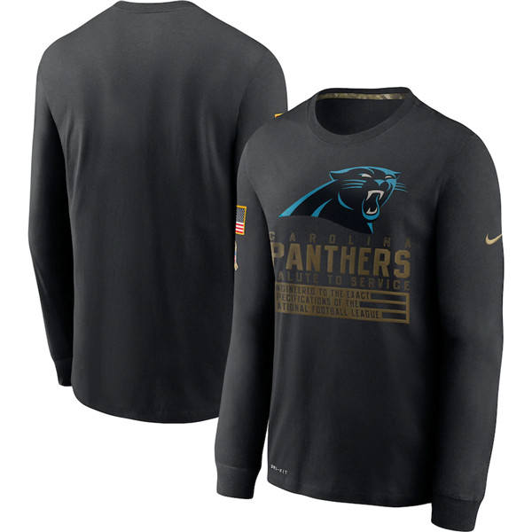 Men's Carolina Panthers Black NFL 2020 Salute To Service Sideline Performance Long Sleeve T-Shirt Men's Carolina Panthers Black NFL 2020 Salute To Service Sideline Performance Long Sleeve T-Shirt