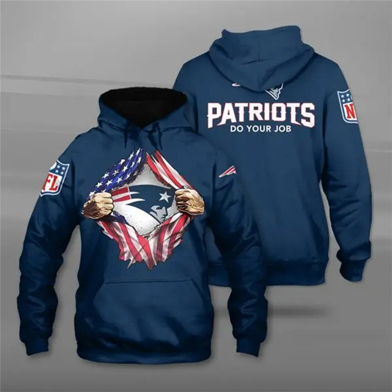 Men's New England Patriots Blue NFL 3D Trending T-Shirt Hoodie Men's New England Patriots Blue NFL 3D Trending T-Shirt Hoodie