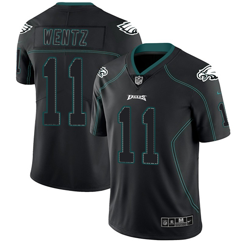Nike Eagles #11 Carson Wentz Lights Out Black Men's Stitched NFL Limited Rush Jersey Nike Eagles #11 Carson Wentz Lights Out Black Men's Stitched NFL Limited Rush Jersey