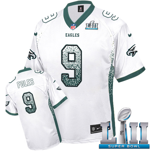 Nike Eagles #9 Nick Foles White Super Bowl LII Men's Stitched NFL Elite Drift Fashion Jersey Nike Eagles #9 Nick Foles White Super Bowl LII Men's Stitched NFL Elite Drift Fashion Jersey