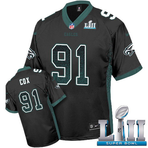 Nike Eagles #91 Fletcher Cox Black Alternate Super Bowl LII Men's Stitched NFL Elite Drift Fashion Jersey Nike Eagles #91 Fletcher Cox Black Alternate Super Bowl LII Men's Stitched NFL Elite Drift Fashion Jersey