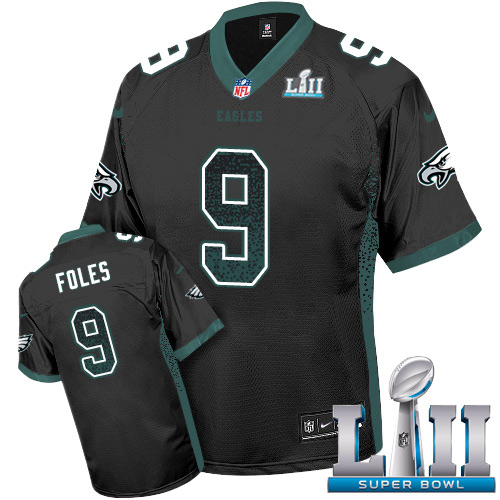 Nike Eagles #9 Nick Foles Black Alternate Super Bowl LII Men's Stitched NFL Elite Drift Fashion Jersey Nike Eagles #9 Nick Foles Black Alternate Super Bowl LII Men's Stitched NFL Elite Drift Fashion Jersey