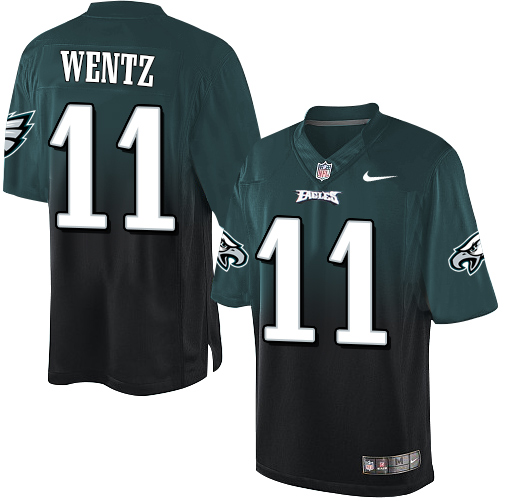 Nike Eagles #11 Carson Wentz Midnight Green/Black Men's Stitched NFL Elite Fadeaway Fashion Jersey Nike Eagles #11 Carson Wentz Midnight Green/Black Men's Stitched NFL Elite Fadeaway Fashion Jersey