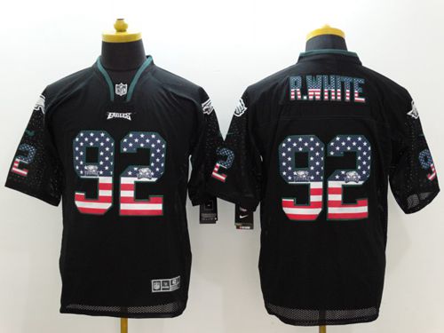 Nike Eagles #92 Reggie White Black Men's Stitched NFL Elite USA Flag Fashion Jersey Nike Eagles #92 Reggie White Black Men's Stitched NFL Elite USA Flag Fashion Jersey