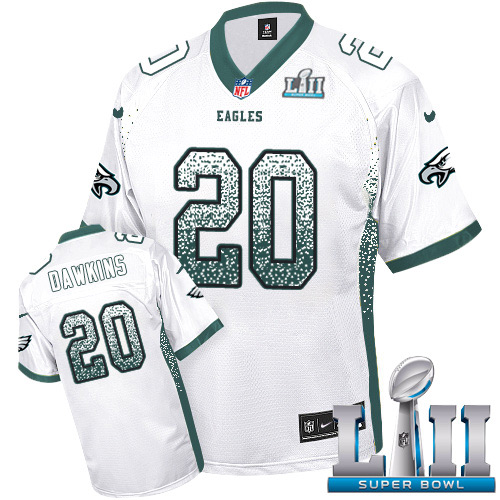 Nike Eagles #20 Brian Dawkins White Super Bowl LII Men's Stitched NFL Elite Drift Fashion Jersey Nike Eagles #20 Brian Dawkins White Super Bowl LII Men's Stitched NFL Elite Drift Fashion Jersey