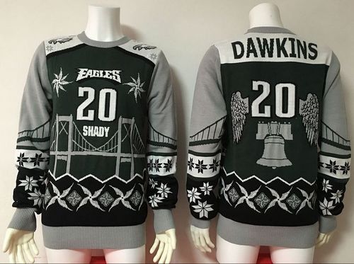 Nike Eagles #20 Brian Dawkins Green/Grey Men's Ugly Sweater Nike Eagles #20 Brian Dawkins Green/Grey Men's Ugly Sweater