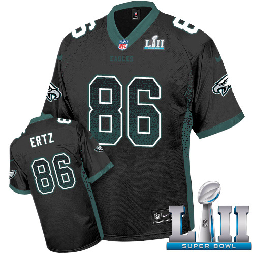 Nike Eagles #86 Zach Ertz Black Alternate Super Bowl LII Men's Stitched NFL Elite Drift Fashion Jersey Nike Eagles #86 Zach Ertz Black Alternate Super Bowl LII Men's Stitched NFL Elite Drift Fashion Jersey