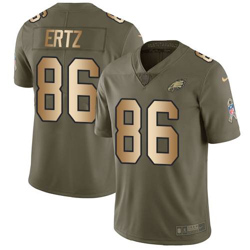 Nike Eagles #86 Zach Ertz Olive/Gold Men's Stitched NFL Limited 2017 Salute To Service Jersey Nike Eagles #86 Zach Ertz Olive/Gold Men's Stitched NFL Limited 2017 Salute To Service Jersey