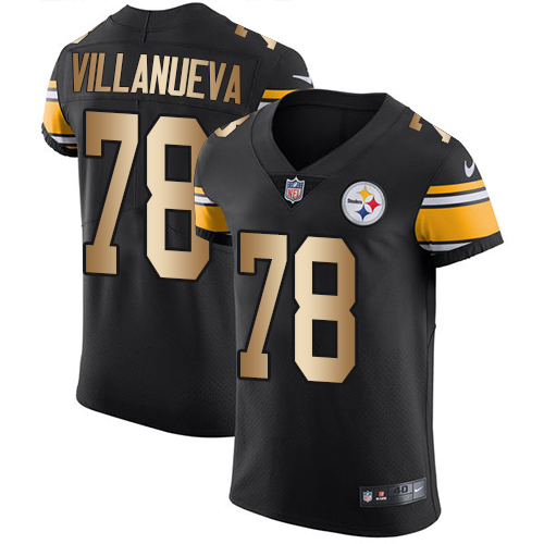Nike Steelers #78 Alejandro Villanueva Black Team Color Men's Stitched NFL Elite Gold Jersey Nike Steelers #78 Alejandro Villanueva Black Team Color Men's Stitched NFL Elite Gold Jersey