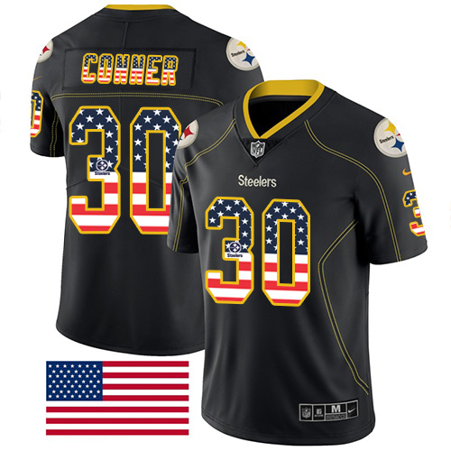 Nike Steelers #30 James Conner Black Men's Stitched NFL Limited Rush USA Flag Jersey Nike Steelers #30 James Conner Black Men's Stitched NFL Limited Rush USA Flag Jersey