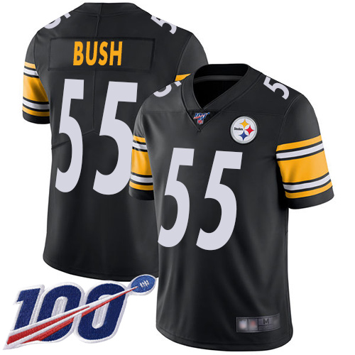 Nike Steelers #55 Devin Bush Black Team Color Men's Stitched NFL 100th Season Vapor Limited Jersey Nike Steelers #55 Devin Bush Black Team Color Men's Stitched NFL 100th Season Vapor Limited Jersey
