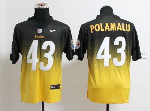 Nike Steelers #43 Troy Polamalu Black/Gold Men's Stitched NFL Elite Fadeaway Fashion Jersey Nike Steelers #43 Troy Polamalu Black/Gold Men's Stitched NFL Elite Fadeaway Fashion Jersey