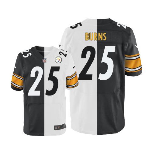 Nike Steelers #25 Artie Burns White/Black Men's Stitched NFL Elite Split Jersey Nike Steelers #25 Artie Burns White/Black Men's Stitched NFL Elite Split Jersey