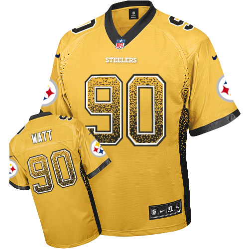 Nike Steelers #90 T. J. Watt Gold Men's Stitched NFL Elite Drift Fashion Jersey Nike Steelers #90 T. J. Watt Gold Men's Stitched NFL Elite Drift Fashion Jersey