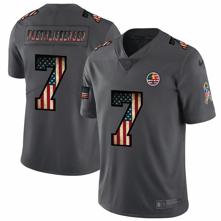 Pittsburgh Steelers #7 Ben Roethlisberger Nike 2018 Salute to Service Retro USA Flag Limited NFL Jersey Pittsburgh Steelers #7 Ben Roethlisberger Nike 2018 Salute to Service Retro USA Flag Limited NFL Jersey