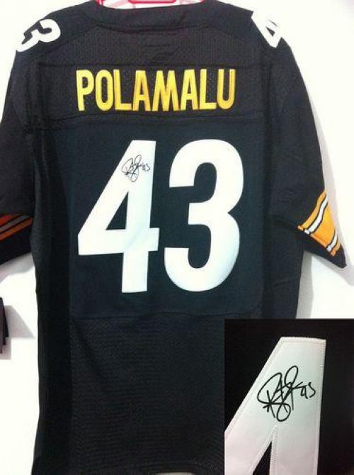 Nike Steelers #43 Troy Polamalu Black Team Color Men's Stitched NFL Elite Autographed Jersey Nike Steelers #43 Troy Polamalu Black Team Color Men's Stitched NFL Elite Autographed Jersey