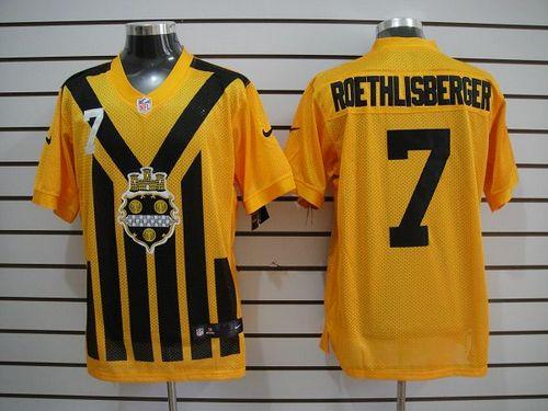 Nike Steelers #7 Ben Roethlisberger Gold 1933s Throwback Men's Embroidered NFL Elite Jersey Nike Steelers #7 Ben Roethlisberger Gold 1933s Throwback Men's Embroidered NFL Elite Jersey