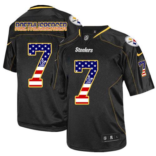 Nike Steelers #7 Ben Roethlisberger Black Men's Stitched NFL Elite USA Flag Fashion Jersey Nike Steelers #7 Ben Roethlisberger Black Men's Stitched NFL Elite USA Flag Fashion Jersey