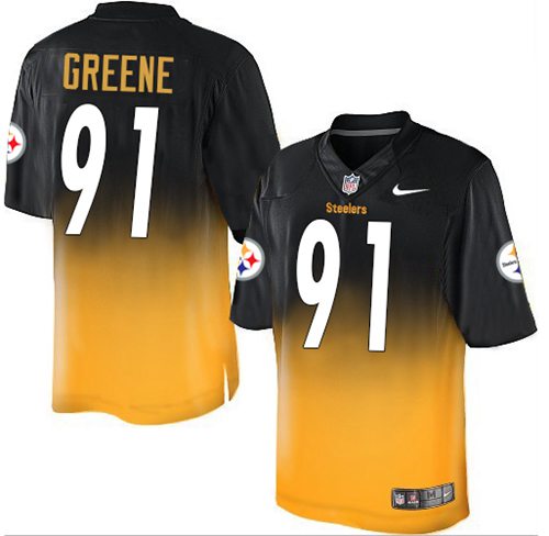 Nike Steelers #91 Kevin Greene Black/Gold Men's Stitched NFL Elite Fadeaway Fashion Jersey Nike Steelers #91 Kevin Greene Black/Gold Men's Stitched NFL Elite Fadeaway Fashion Jersey