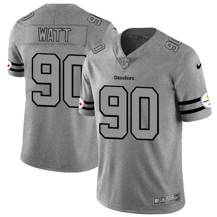 Pittsburgh Steelers #90 T.J. Watt Men's Nike Gray Gridiron II Vapor Untouchable Limited NFL Jersey Pittsburgh Steelers #90 T.J. Watt Men's Nike Gray Gridiron II Vapor Untouchable Limited NFL Jersey