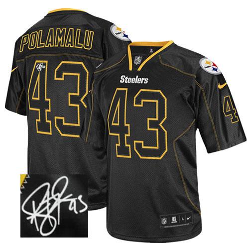 Nike Steelers #43 Troy Polamalu Lights Out Black Men's Stitched NFL Elite Autographed Jersey Nike Steelers #43 Troy Polamalu Lights Out Black Men's Stitched NFL Elite Autographed Jersey