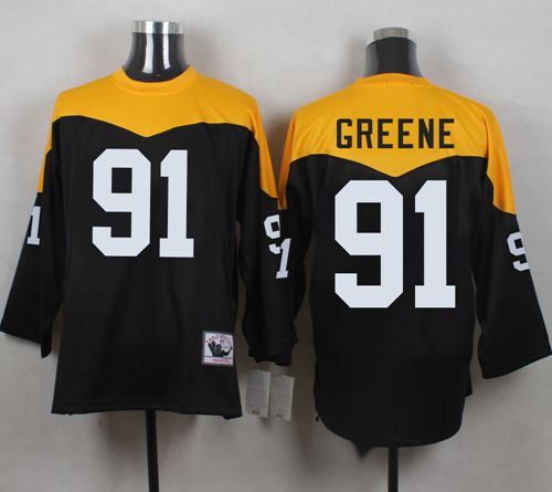 Mitchell And Ness 1967 Steelers #91 Kevin Greene Black/Yelllow Throwback Men's Stitched NFL Jersey Mitchell And Ness 1967 Steelers #91 Kevin Greene Black/Yelllow Throwback Men's Stitched NFL Jersey