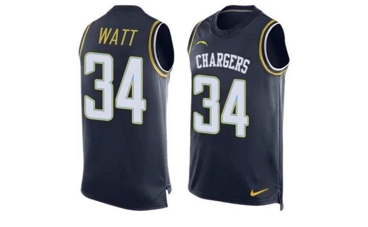 Men's Los Angeles Chargers #34 Derek Watt Navy Blue jersey