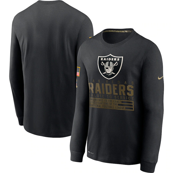 Men's Las Vegas Raiders Black NFL 2020 Salute To Service Sideline Performance Long Sleeve T-Shirt Men's Las Vegas Raiders Black NFL 2020 Salute To Service Sideline Performance Long Sleeve T-Shirt