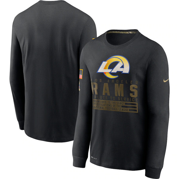 Men's Los Angeles Rams Black NFL 2020 Salute To Service Sideline Performance Long Sleeve T-Shirt Men's Los Angeles Rams Black NFL 2020 Salute To Service Sideline Performance Long Sleeve T-Shirt