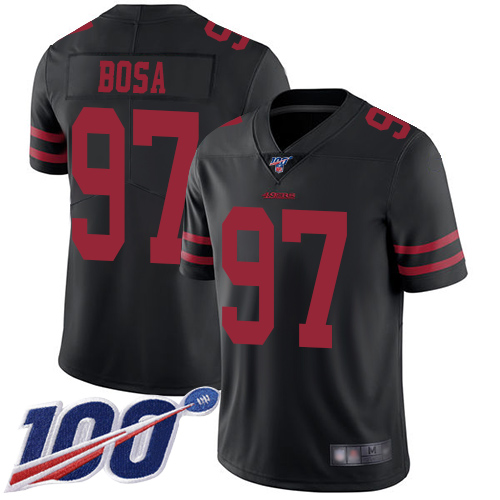 Nike 49ers #97 Nick Bosa Black Alternate Men's Stitched NFL 100th Season Vapor Limited Jersey Nike 49ers #97 Nick Bosa Black Alternate Men's Stitched NFL 100th Season Vapor Limited Jersey