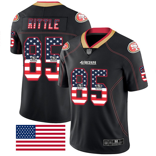 Nike 49ers #85 George Kittle Black Men's Stitched NFL Limited Rush USA Flag Jersey Nike 49ers #85 George Kittle Black Men's Stitched NFL Limited Rush USA Flag Jersey