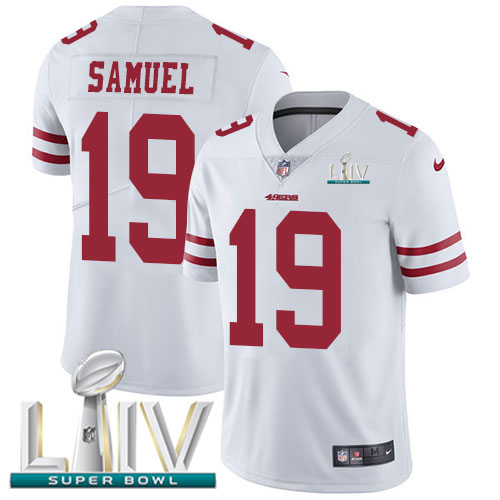 Nike 49ers #19 Deebo Samuel White Super Bowl LIV 2020 Men's Stitched NFL Vapor Untouchable Limited Jersey Nike 49ers #19 Deebo Samuel White Super Bowl LIV 2020 Men's Stitched NFL Vapor Untouchable Limited Jersey