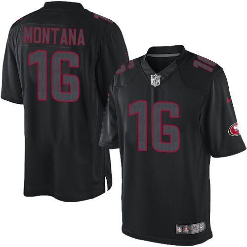 Nike 49ers #16 Joe Montana Black Men's Stitched NFL Impact Limited Jersey Nike 49ers #16 Joe Montana Black Men's Stitched NFL Impact Limited Jersey
