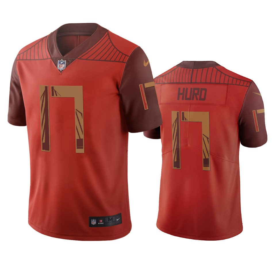San Francisco 49ers #17 Jalen Hurd Orange Vapor Limited City Edition NFL Jersey San Francisco 49ers #17 Jalen Hurd Orange Vapor Limited City Edition NFL Jersey