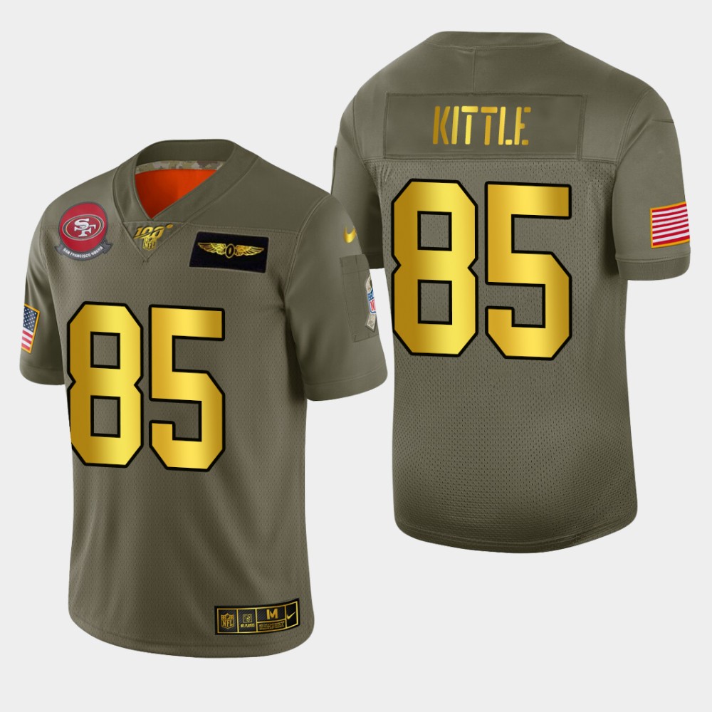 Nike 49ers #85 George Kittle Men's Olive Gold 2019 Salute to Service NFL 100 Limited Jersey Nike 49ers #85 George Kittle Men's Olive Gold 2019 Salute to Service NFL 100 Limited Jersey