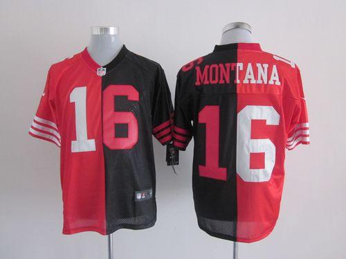 Nike 49ers #16 Joe Montana Black/Red Men's Stitched NFL Elite Split Jersey Nike 49ers #16 Joe Montana Black/Red Men's Stitched NFL Elite Split Jersey