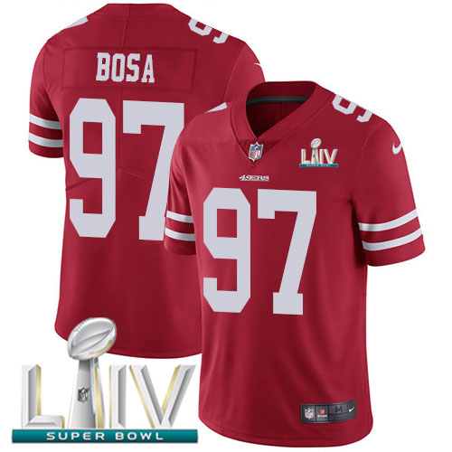 Nike 49ers #97 Nick Bosa Red Super Bowl LIV 2020 Team Color Men's Stitched NFL Vapor Untouchable Limited Jersey Nike 49ers #97 Nick Bosa Red Super Bowl LIV 2020 Team Color Men's Stitched NFL Vapor Untouchable Limited Jersey