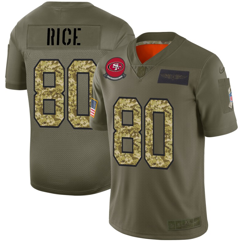 San Francisco 49ers #80 Jerry Rice Men's Nike 2019 Olive Camo Salute To Service Limited NFL Jersey San Francisco 49ers #80 Jerry Rice Men's Nike 2019 Olive Camo Salute To Service Limited NFL Jersey